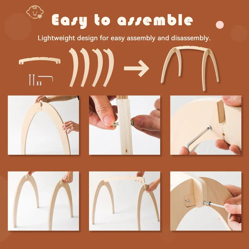 Montessori RattleFrame - Portique Bois Hochets pour Bébé