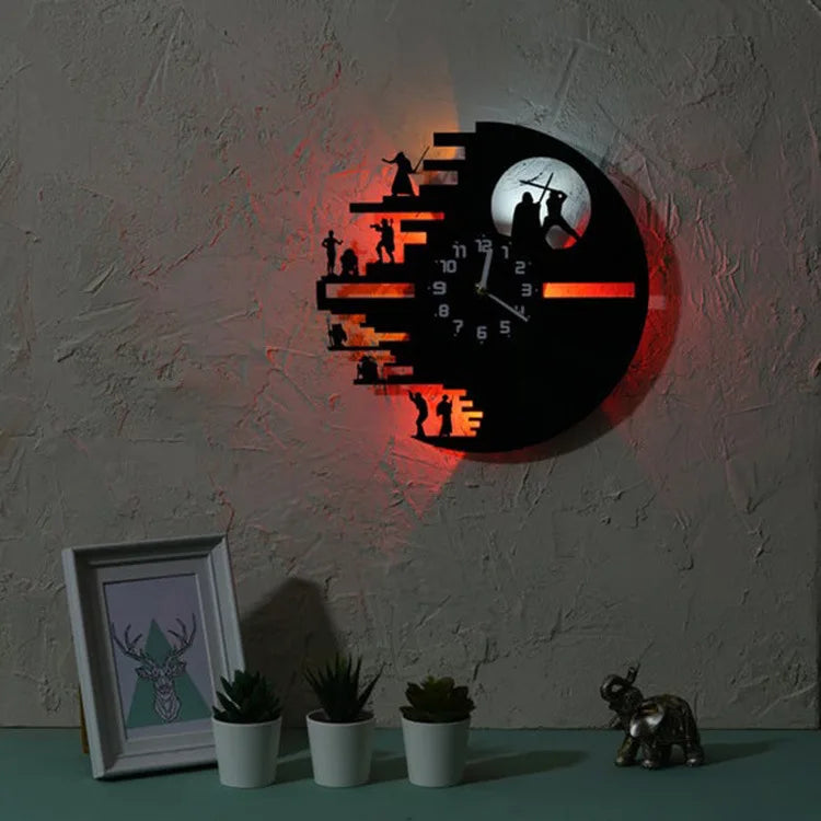 StarWarsVinyl Clock - Horloge murale LED en vinyle pour chambre