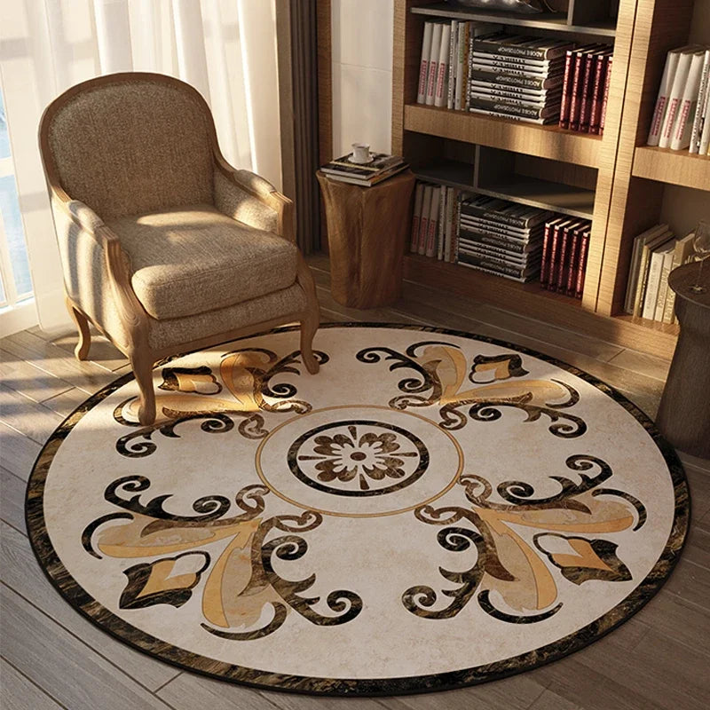 ElegantCircle - Tapis Rond de Luxe Style Américain