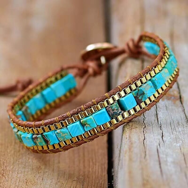 Cairos - Bracelet en pierre impériale turquoise