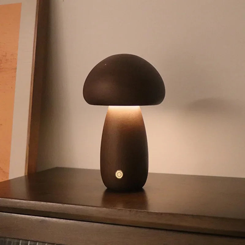 MushWood Lampe – Lampe de Table Champignon en Bois | Éclairage Naturel & Design Scandinave