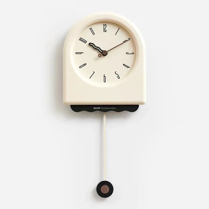 CremePendulum Clock - Horloge murale a pendule au design coreen moderne