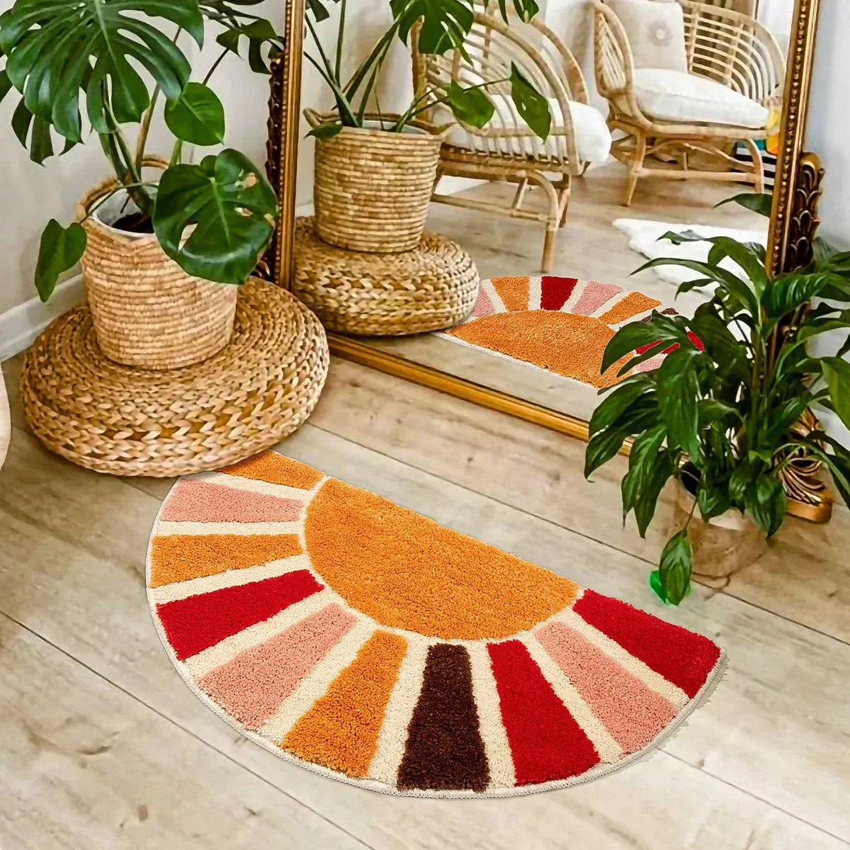 RadiantBloom - Tapis d'Entrée Tournesol Demi-Lune