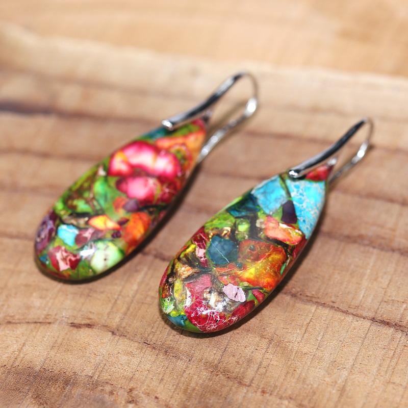 JasperDrop - Boucles pendantes en jaspe naturel