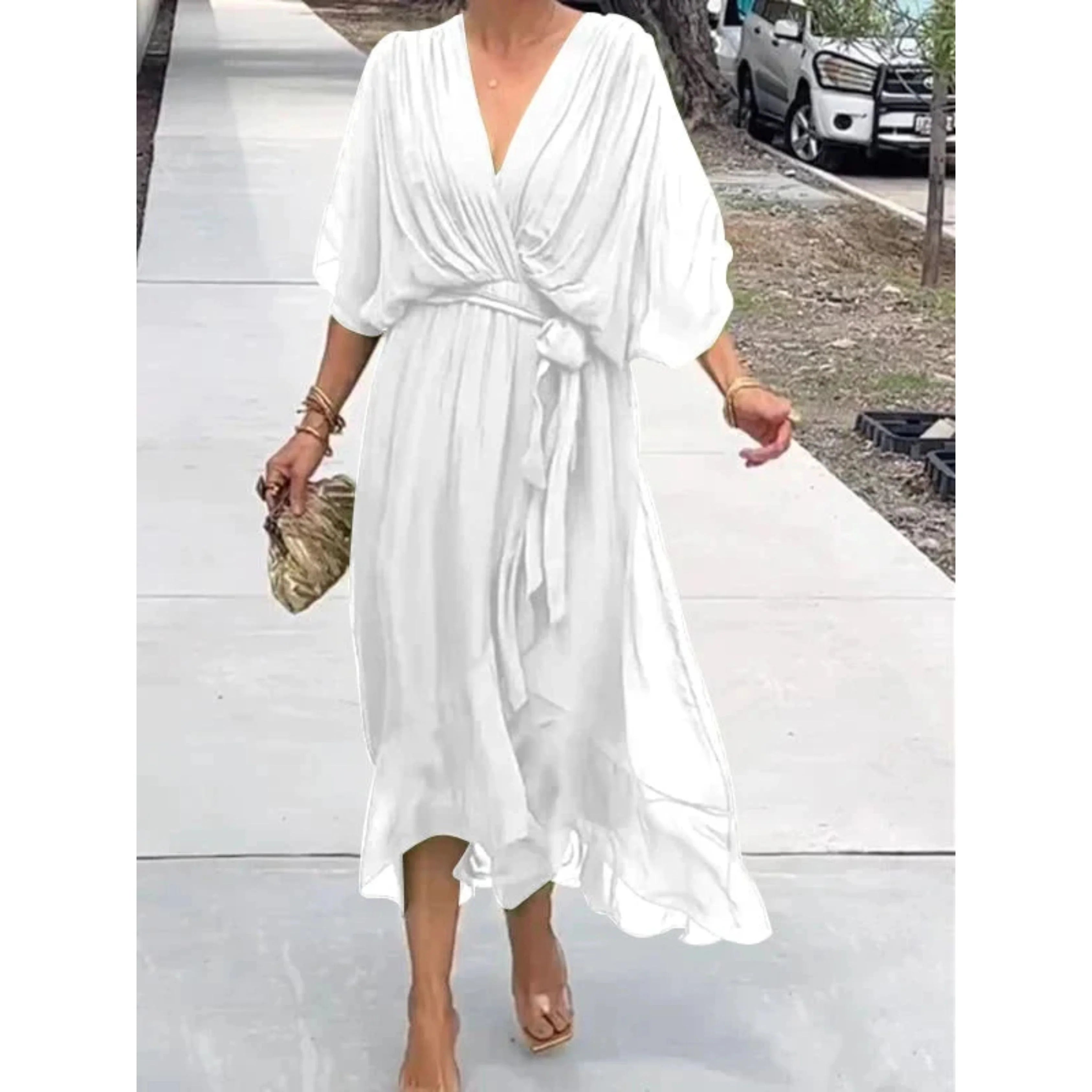 Sophie | Élégante Robe Col V en Mousseline de Soie 1