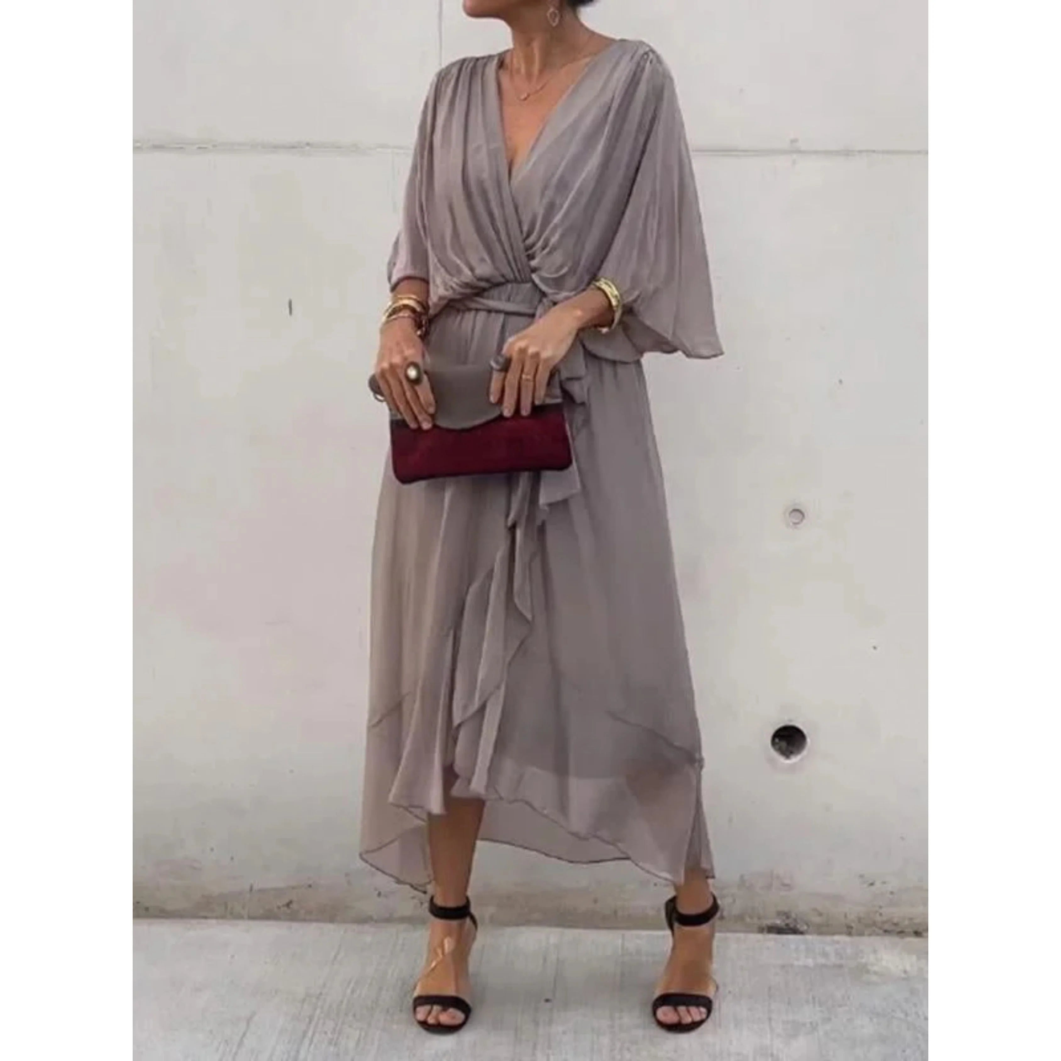 Sophie | Élégante Robe Col V en Mousseline de Soie 8