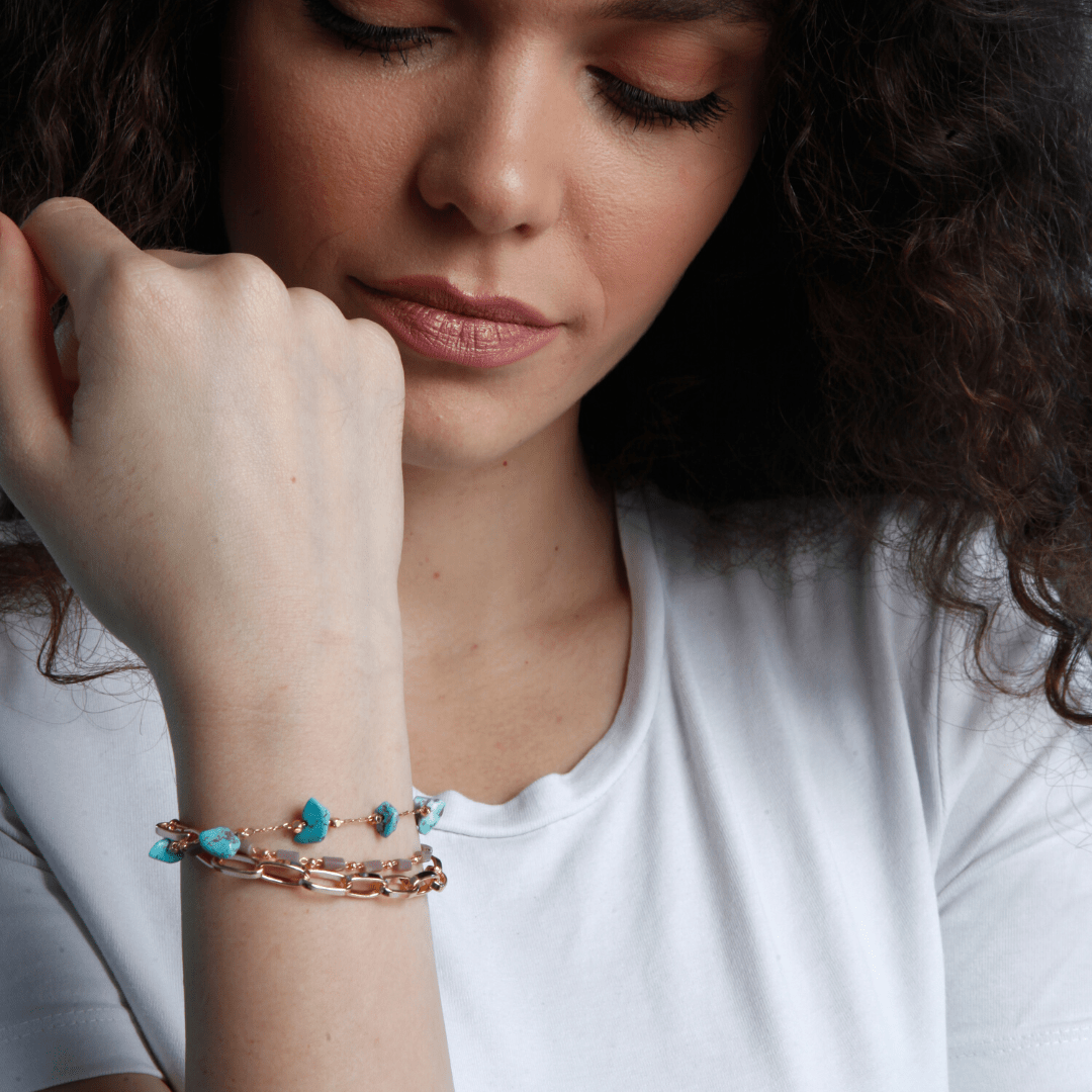 Isabelle - Bracelet en perles de turquoise et d'opale