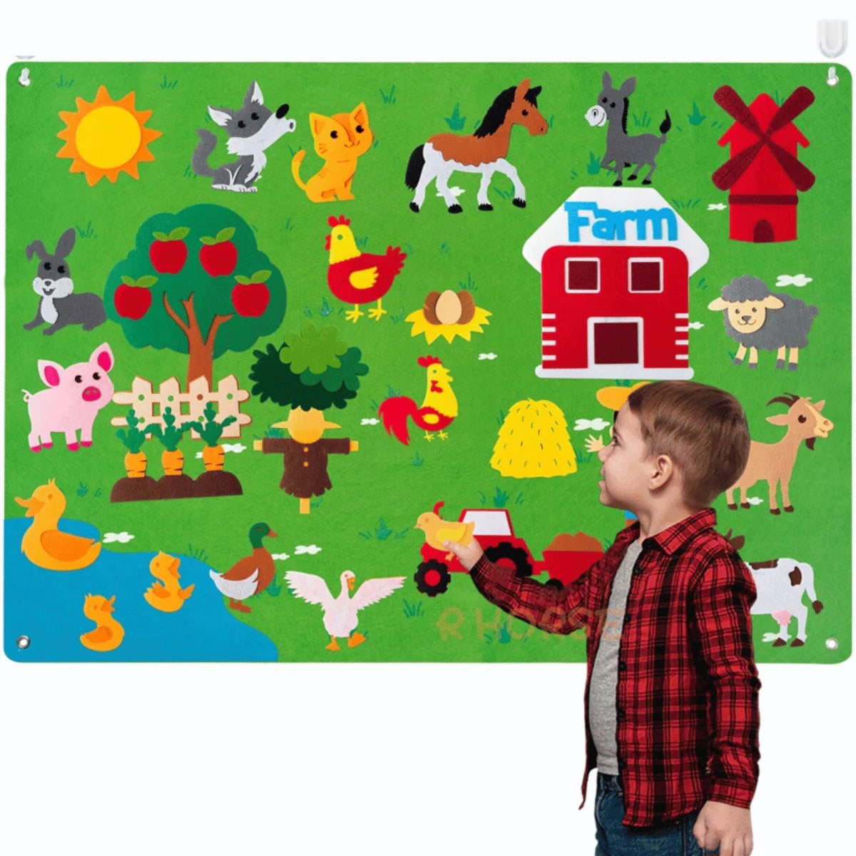 Tableau Éducatif en Feutre d'Animaux | Textures Colorées pour Apprentissage Interactif des Enfants 0