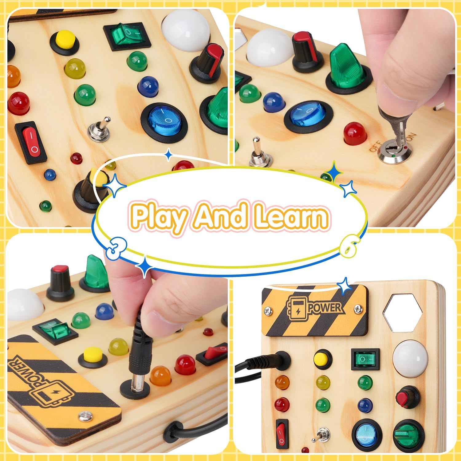 Tableau Montessori | Tableau d'Affichage Éducatif avec Lumières LED | Interactif pour le Développement des Tout-Petits 4