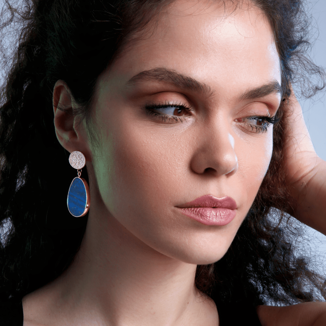 CelestialLuxe - Boucles en lapis-lazuli doré