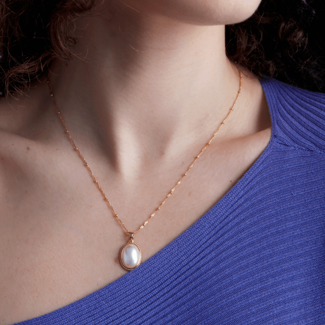 LuminaPearl - Collier de perles doré vintage