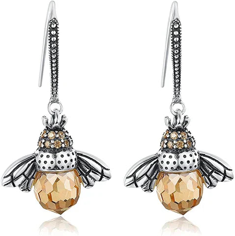 Boucles d'Oreilles Reine des Abeilles - Argent 3cm