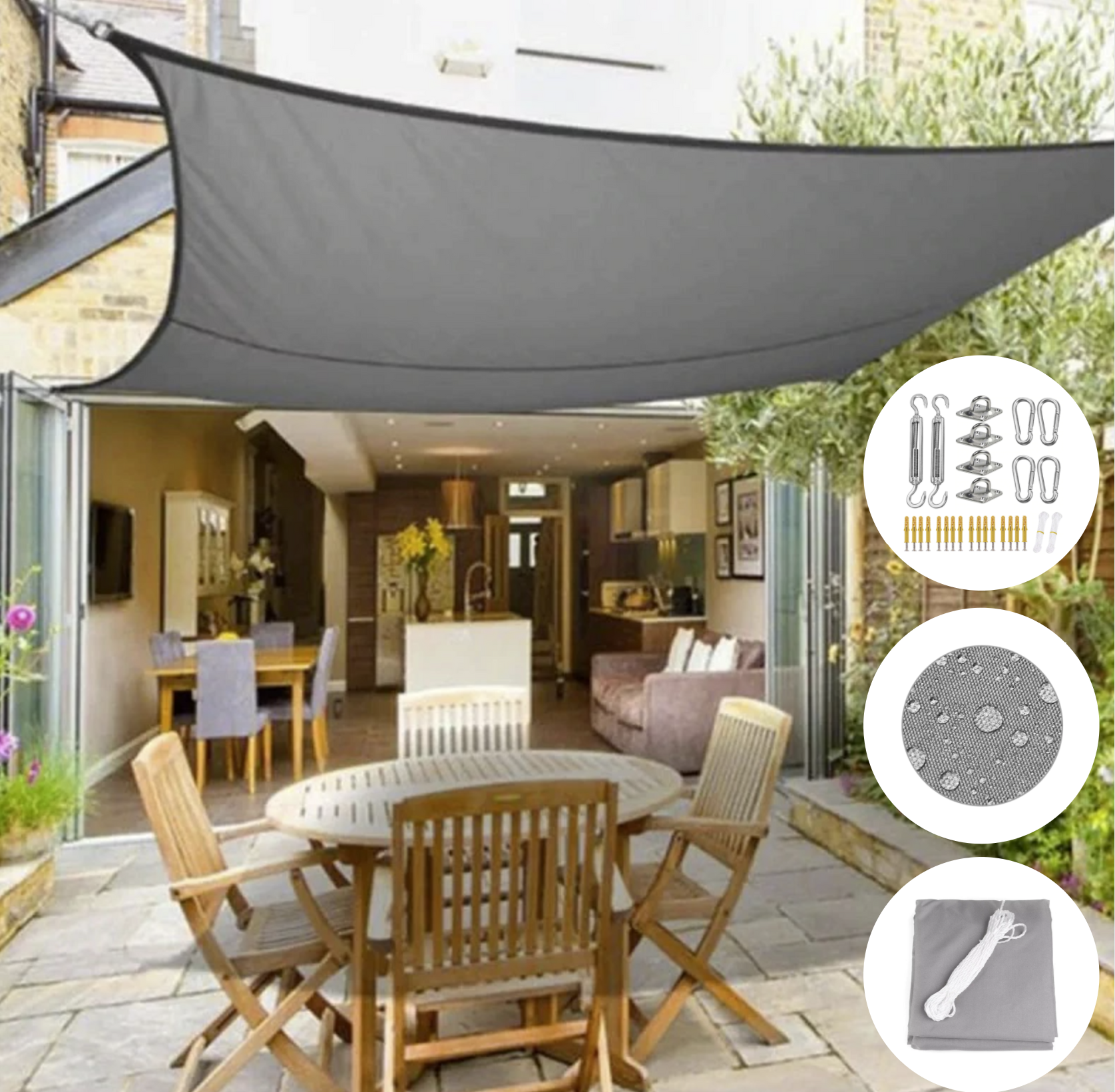 Toile d'Ombrage Luxe | Tissu Résistant à l'Eau avec Protection UV | Idéal pour Jardin et Terrasse 1