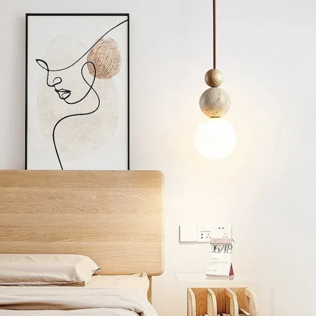 TravertinLuxe | Élégante Suspension Moderne en Bois et Verre Design 6
