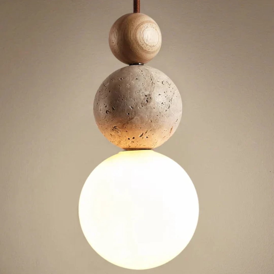 TravertinLuxe | Élégante Suspension Moderne en Bois et Verre Design 7