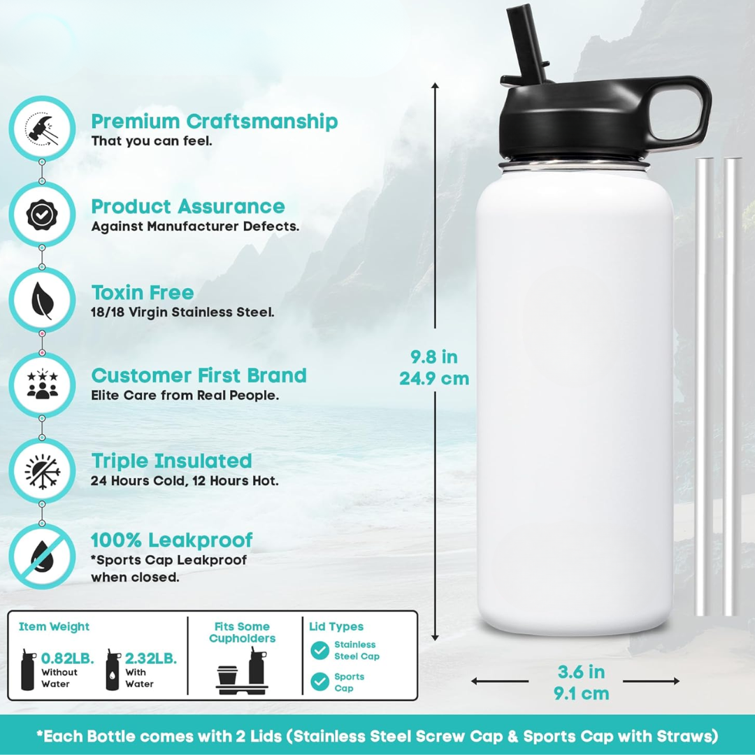 HydroElite – Gourde Inox avec Paille pour Boissons
