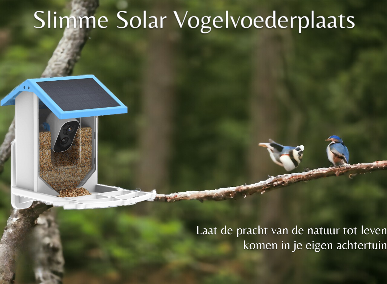Mangeoire à Oiseaux Solaire sans Fil - Caméra HD avec Reconnaissance IA
