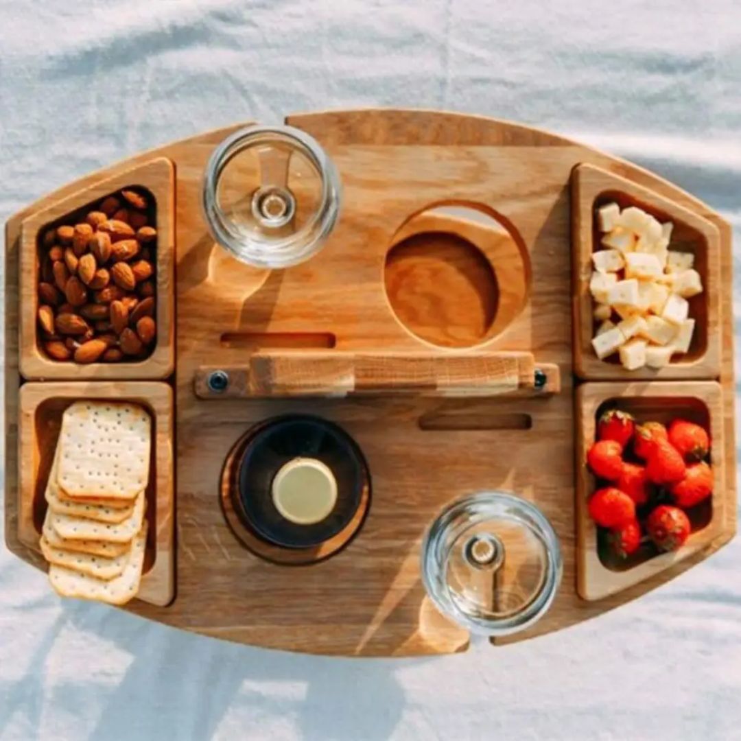 WineFold Table - Table Pliante Élégante en Bois Vin