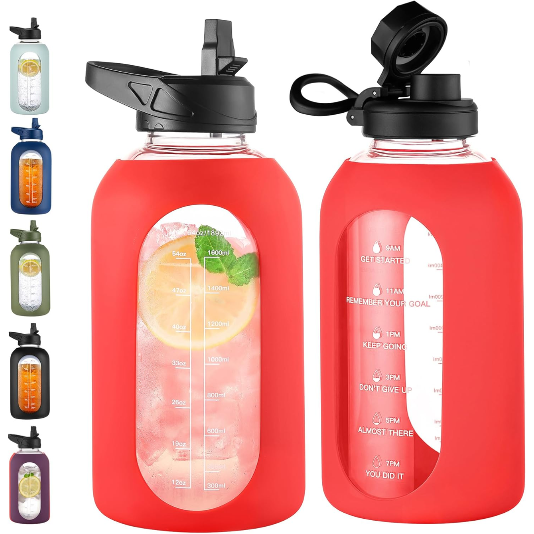 HydroGlow - Gourde Verre Motivation 900ml avec Paille