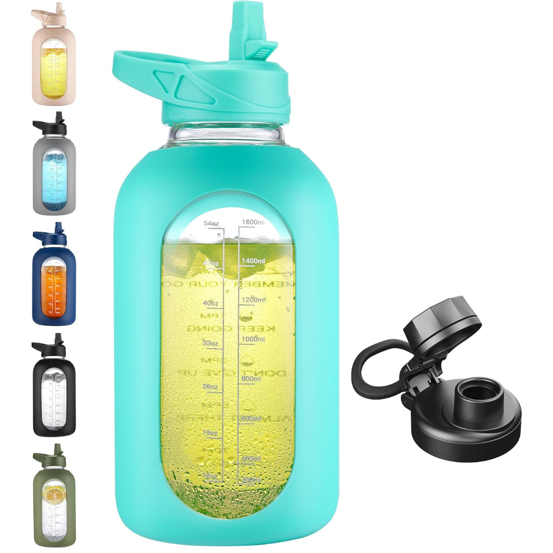 HydroGlow - Gourde Verre Motivation 900ml avec Paille