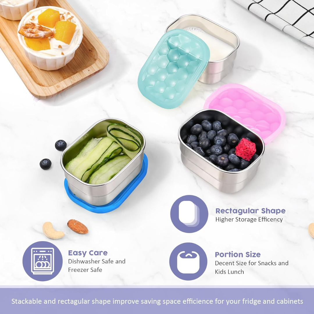 SnackGuard – Boîtes Snack Inox Couvercle Silicone