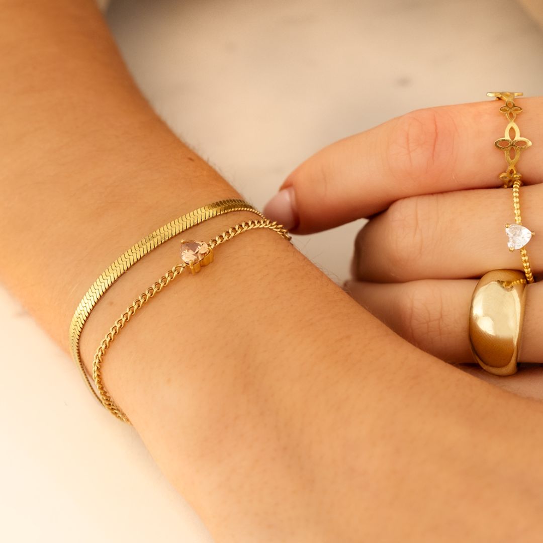 Bracelet Pierre de Naissance Cœur - 12 Mois | Argent
