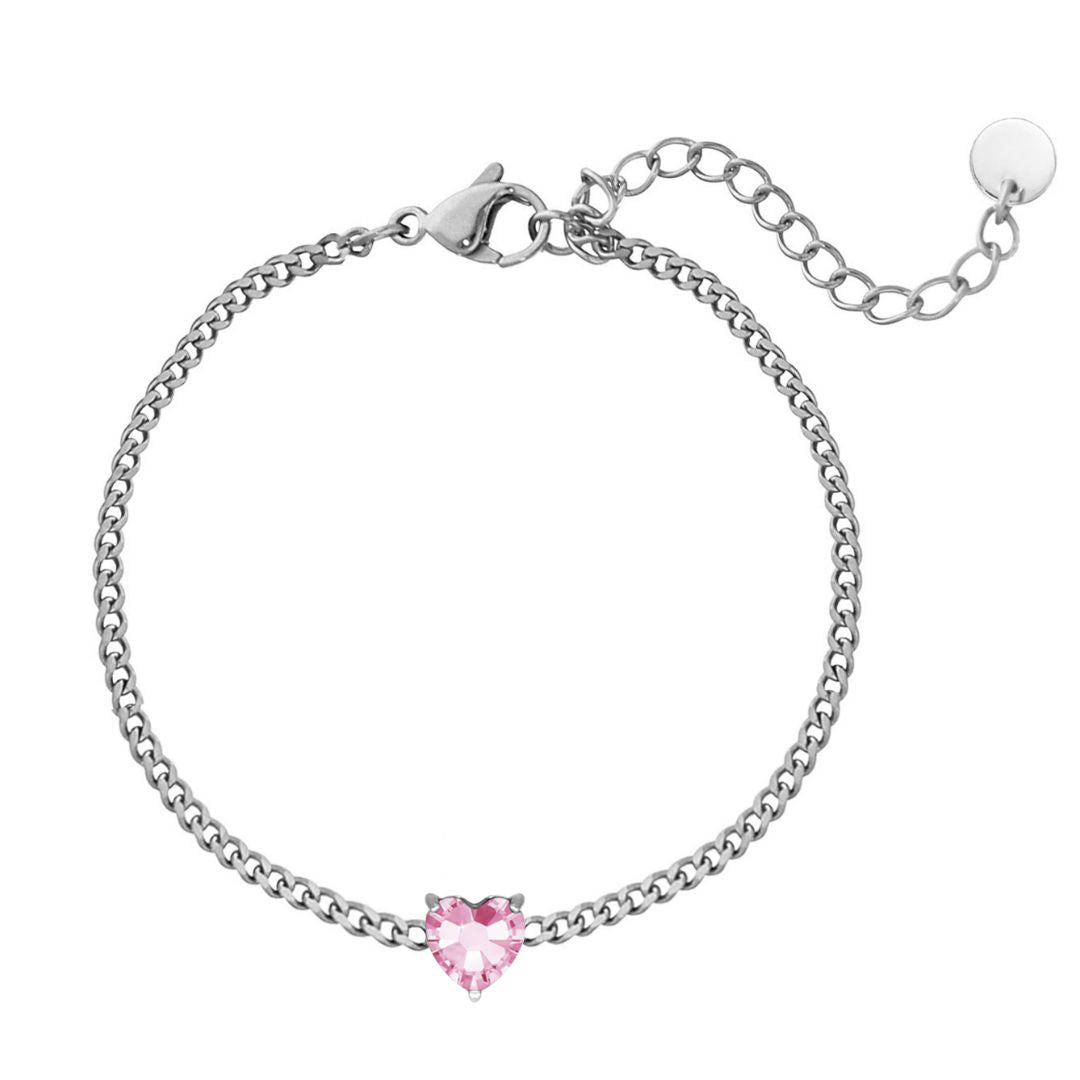 Bracelet Pierre de Naissance Cœur - 12 Mois | Argent