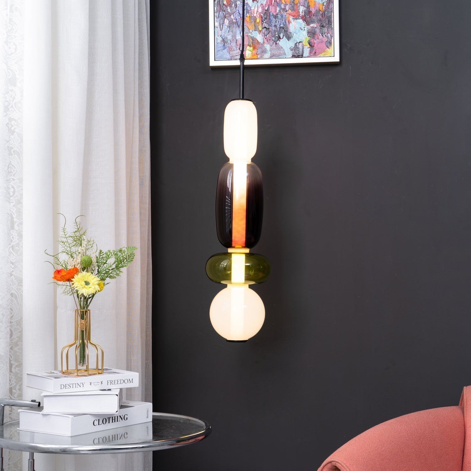 VerreConfetti | Élégante Lampe Suspendue en Verre Coloré Moderne 4