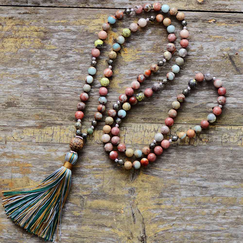 Seraphina - Collier mala chakra du cœur à 108 perles