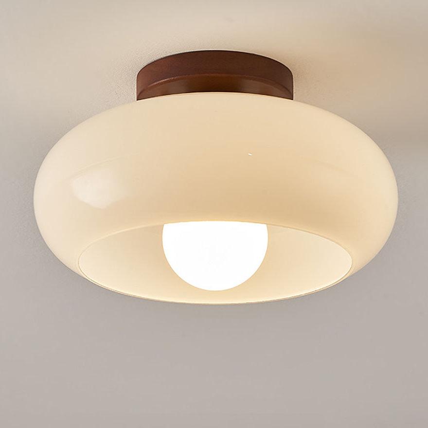 VintageAura | Élégant Plafonnier Design en Bois et Verre Rétro 3