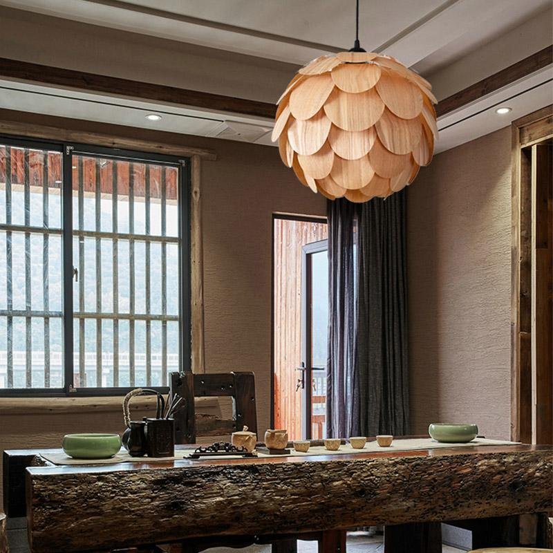 Anantra – Suspension en Bois Sculpté | Design Luxueux en Forme d’Ananas