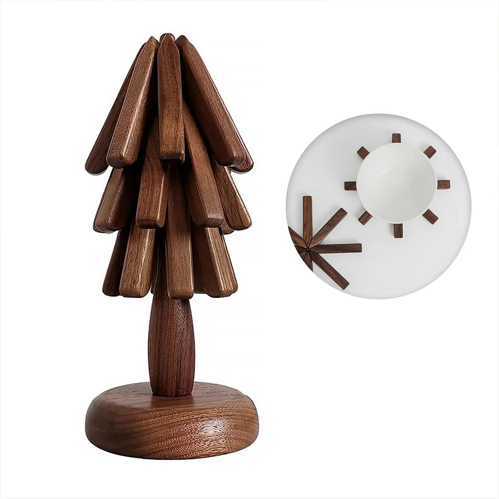 Sous-verres en Bois - Set artisanal sur support arbre en noyer