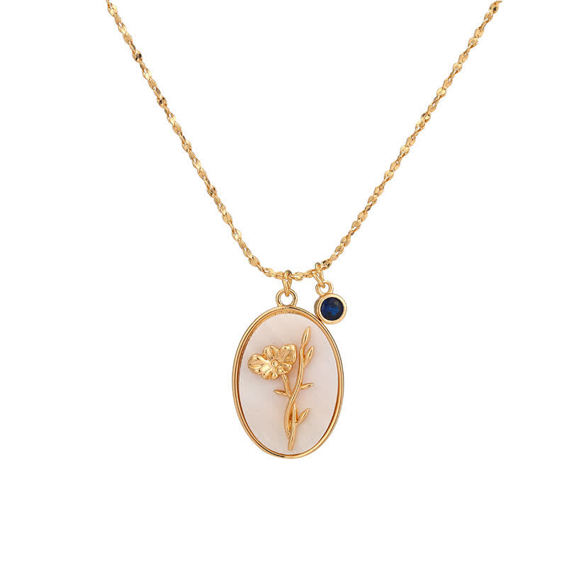 Aurora - Collier pierre de naissance et fleur de naissance