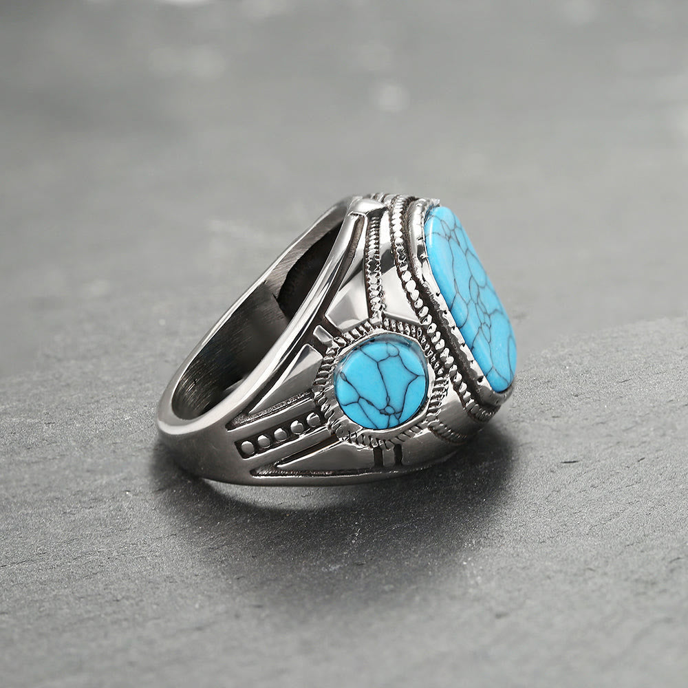 Thorin - Bague turquoise robuste pour homme