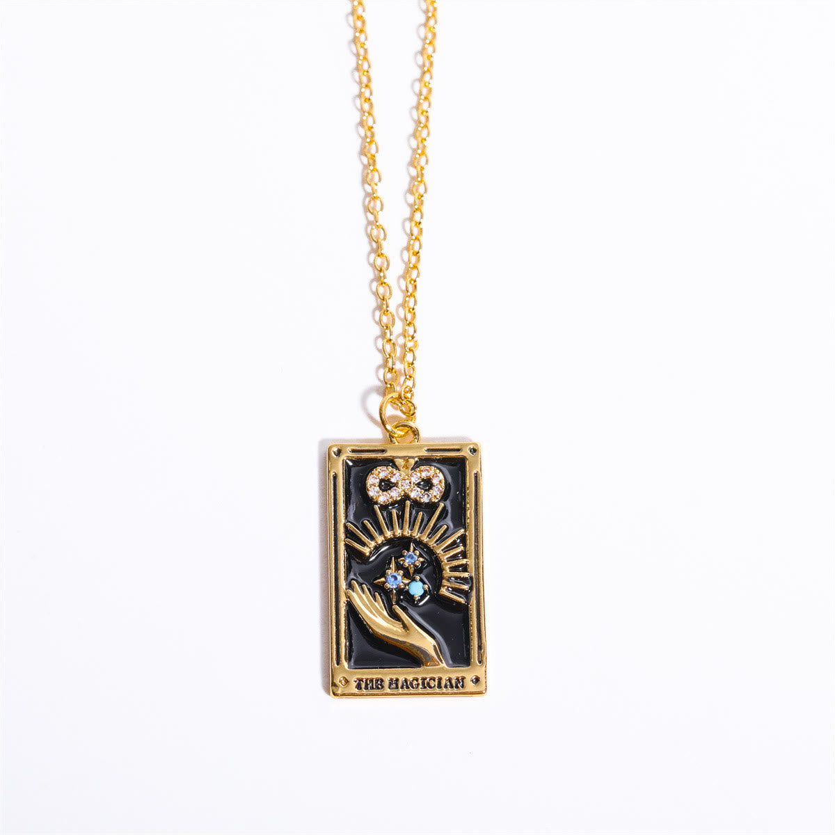 Amara - Collier pendentif tarot doré en zircone