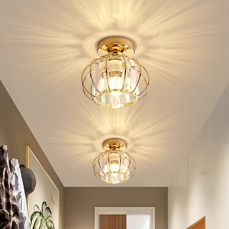 CrystalGlow - Lampe de Couloir en Cristal Noir et Or