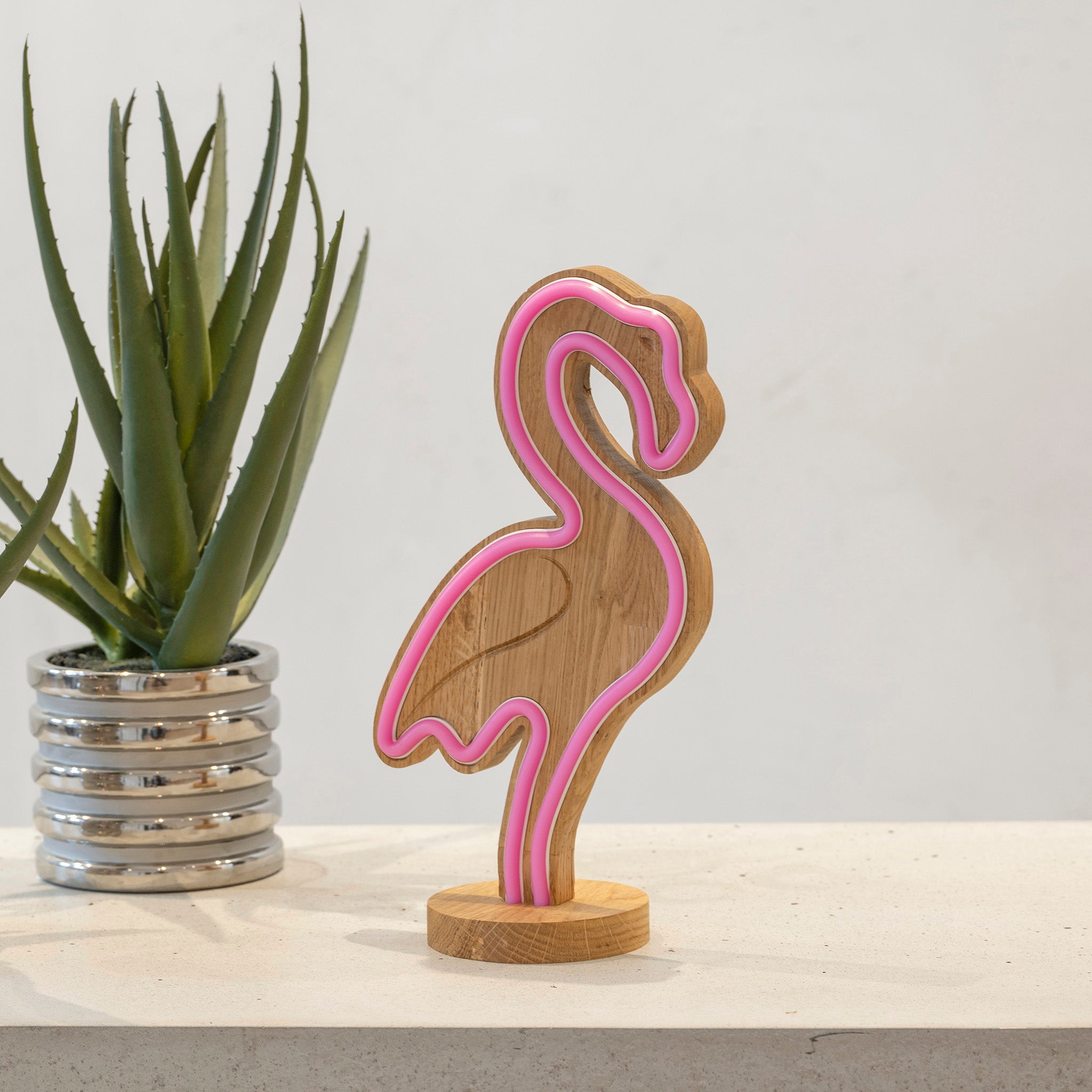 TropicalGlow - Lampe néon en bois avec télécommande infrarouge