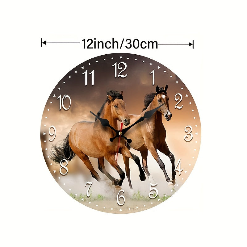 GallopTime Clock - Horloge murale chevaux au galop en bois