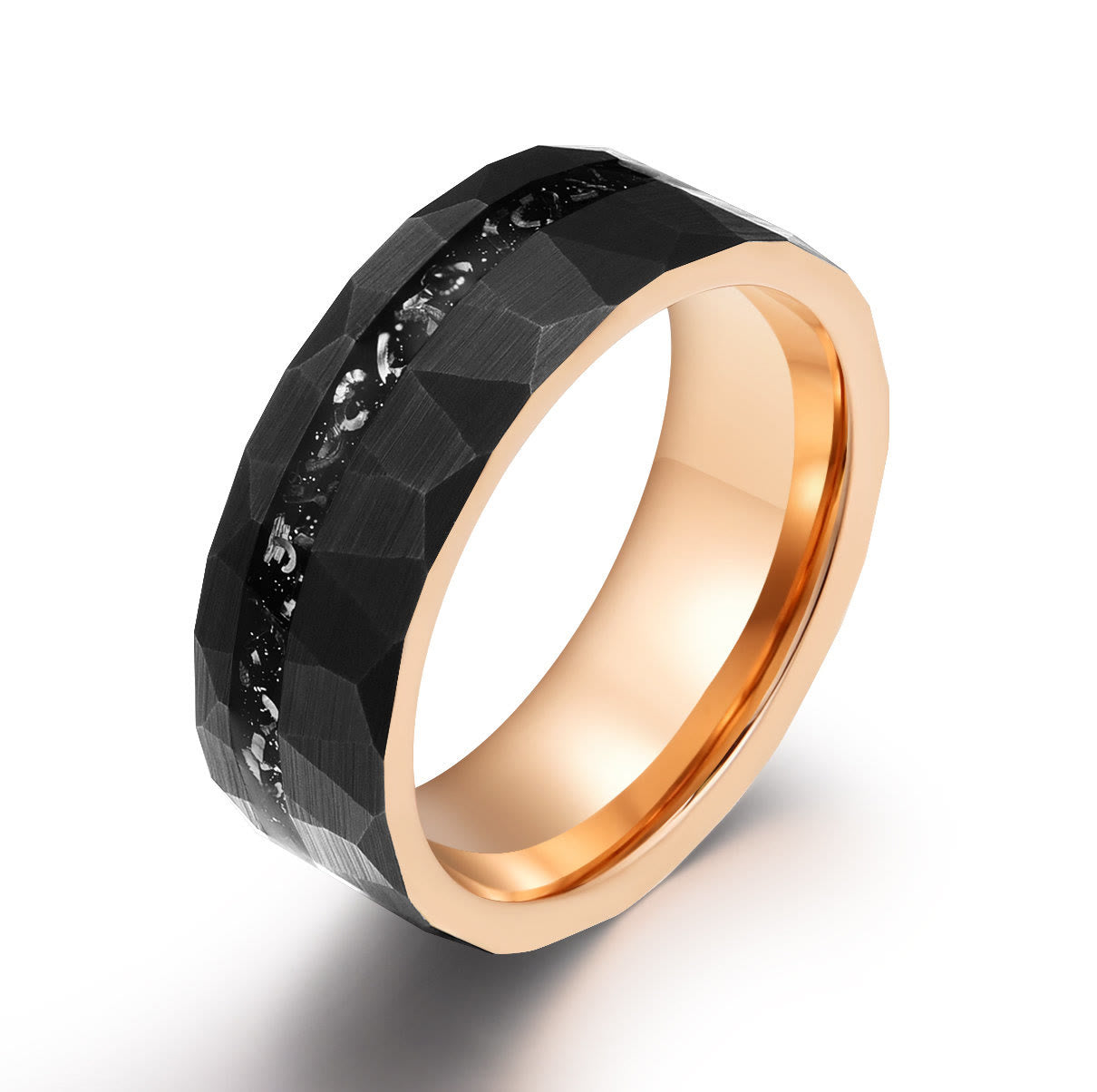 Ares - Bague en carbure de tungstène et tourmaline noire 8mm