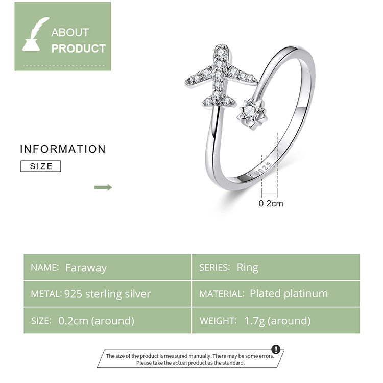 Bague Avion Unique Design Exquis - Argent 925