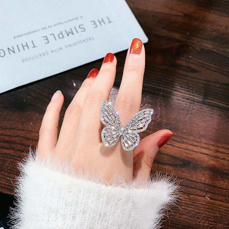 Elena - Bague papillon à cristaux, transformation et espoir