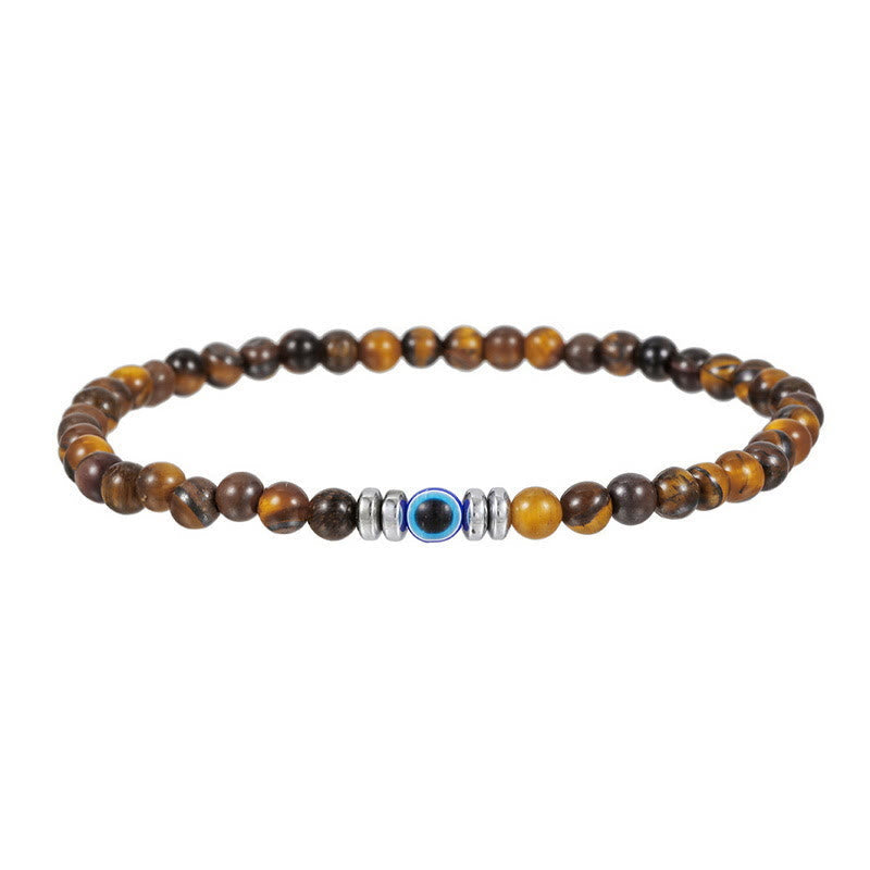 Thor - Bracelet mauvais œil en pierres naturelles 4mm pour homme