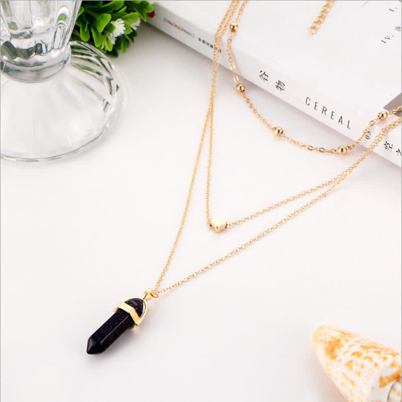 Aurora - Collier hexagonal en cristaux naturels et pierre précieuse