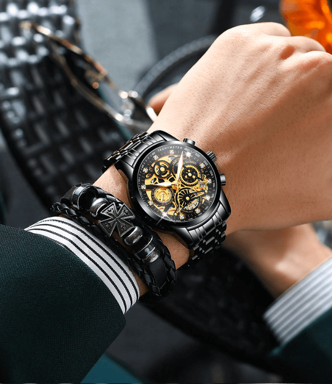 SkeletonWatch - Montre Homme Squelette Design Noir