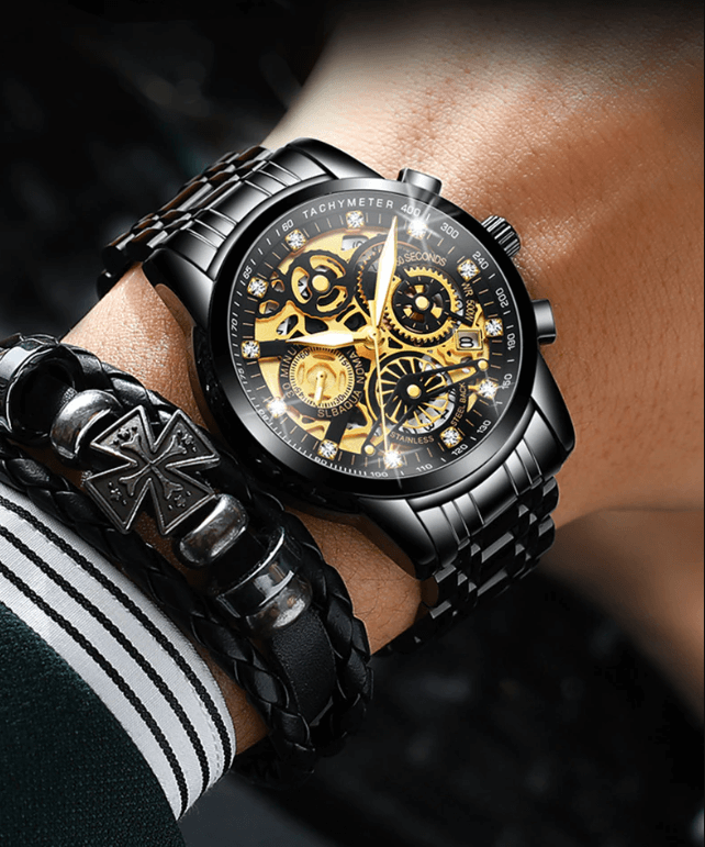 SkeletonWatch - Montre Homme Squelette Design Noir