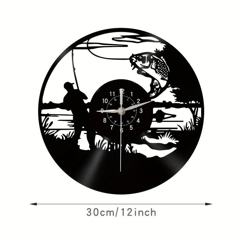 VinylCatch Clock - Horloge Murale Rétro sur Thème de la Pêche