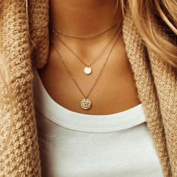 Aurora - Collier multicouche à cercles en argent 925, 3 rangées