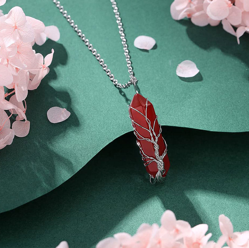 Elara - Collier arbre de vie en cristal et pierre précieuse