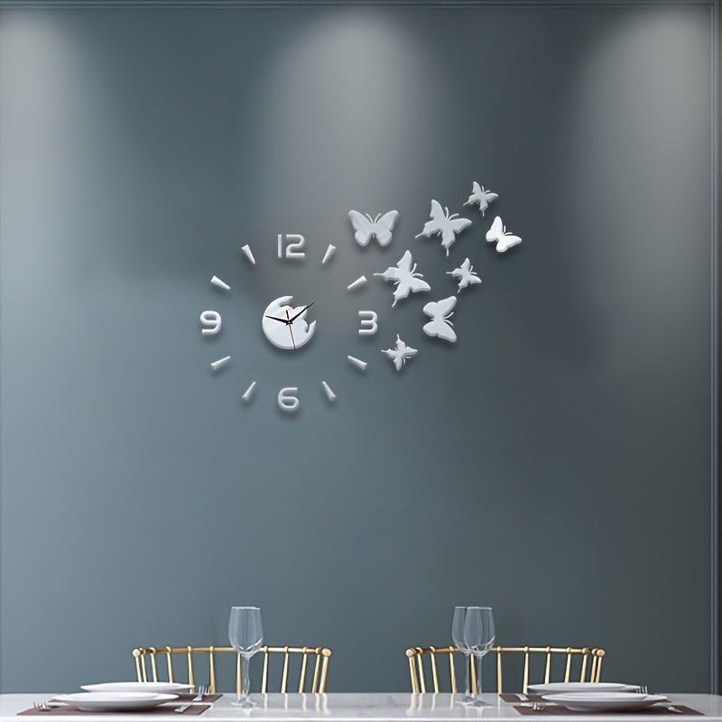 AcrylicButterfly - Horloge Murale Miroir 3D Papillons Design