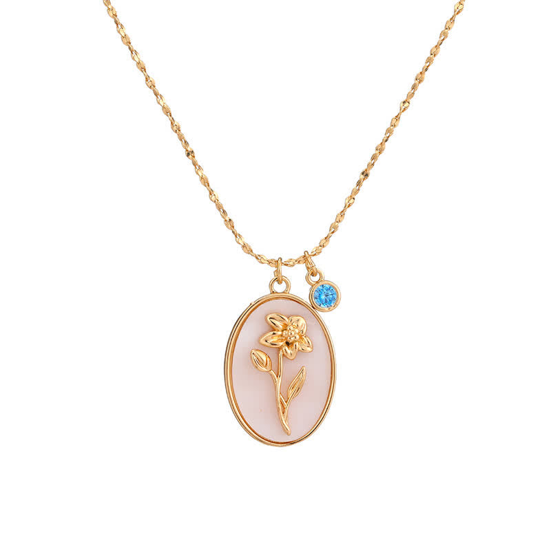 Aurora - Collier pierre de naissance et fleur de naissance